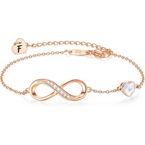 CDE Initial Heart Infinity Bracelets for Women Adjustable Dainty Letter Alphabet Charm Jewelry Birthday Gifts for Women Her Girlfriend Mom Wife(06-F)